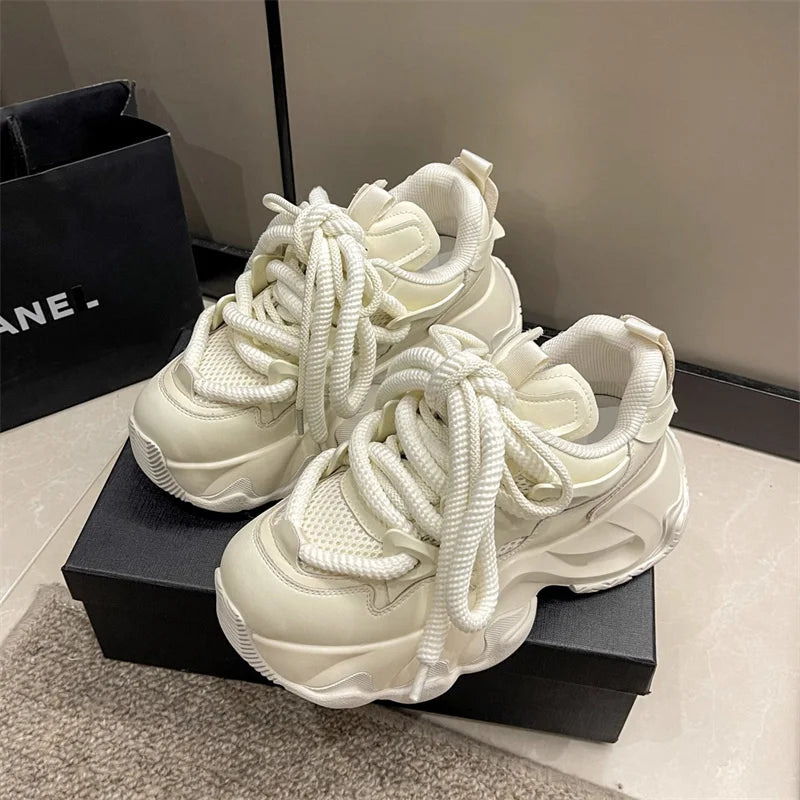 CINESSD Fashion Sneakers Women Autumn Hidden Heel Platform Sports Dad Zpaxo