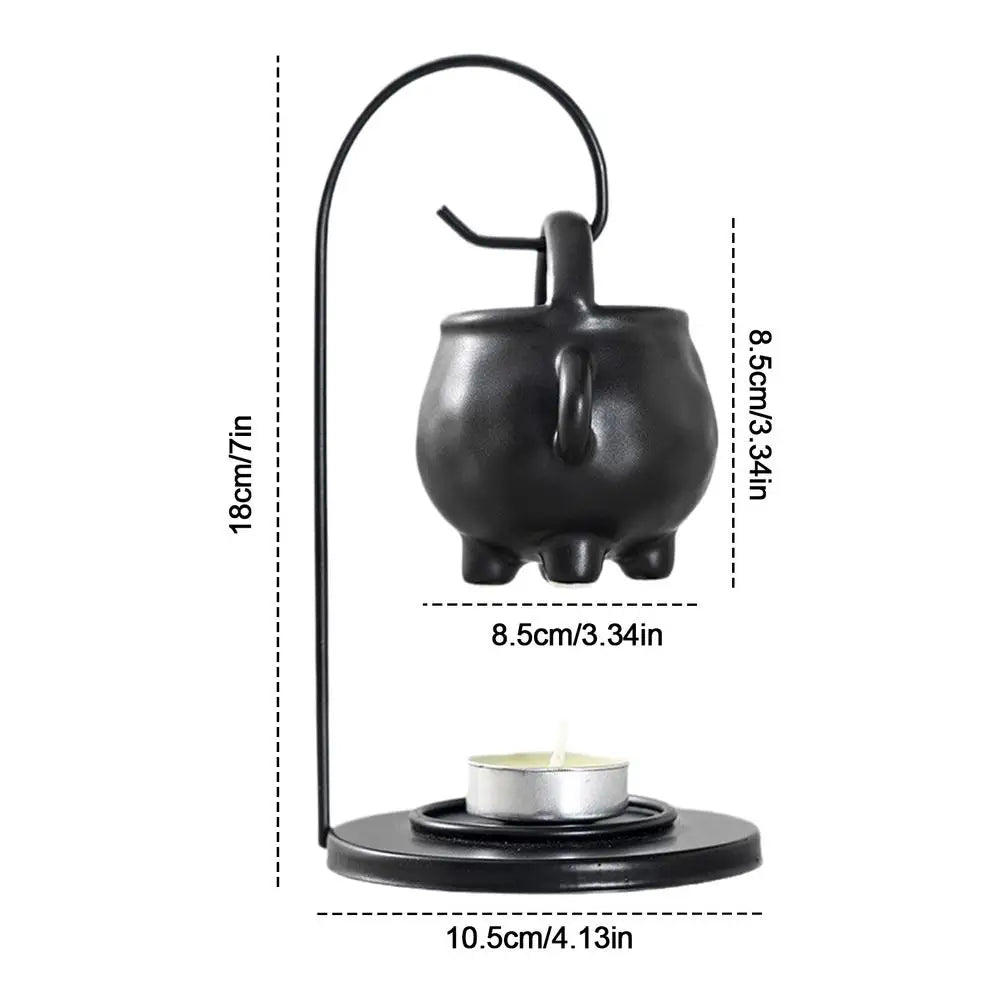 Wax Burner Ceramic Gothic Cauldron Handle Oil Diffuser Candle