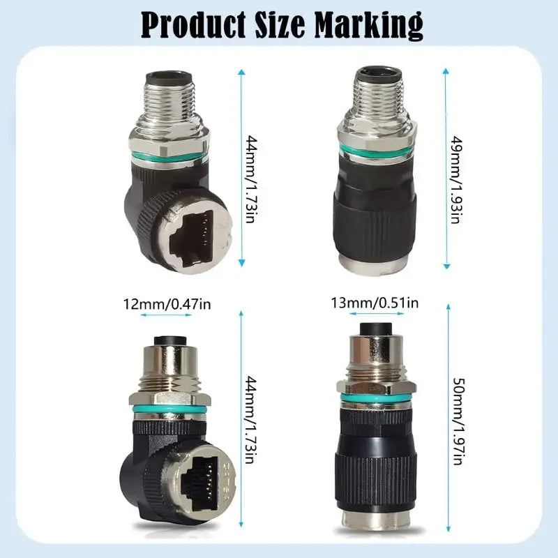 652F 12mm 8Pin to RJ45 Waterproof Adapter Industrial Networking Connector 10Gbps Data Transfer IP68 for Harsh Environment Zpaxo