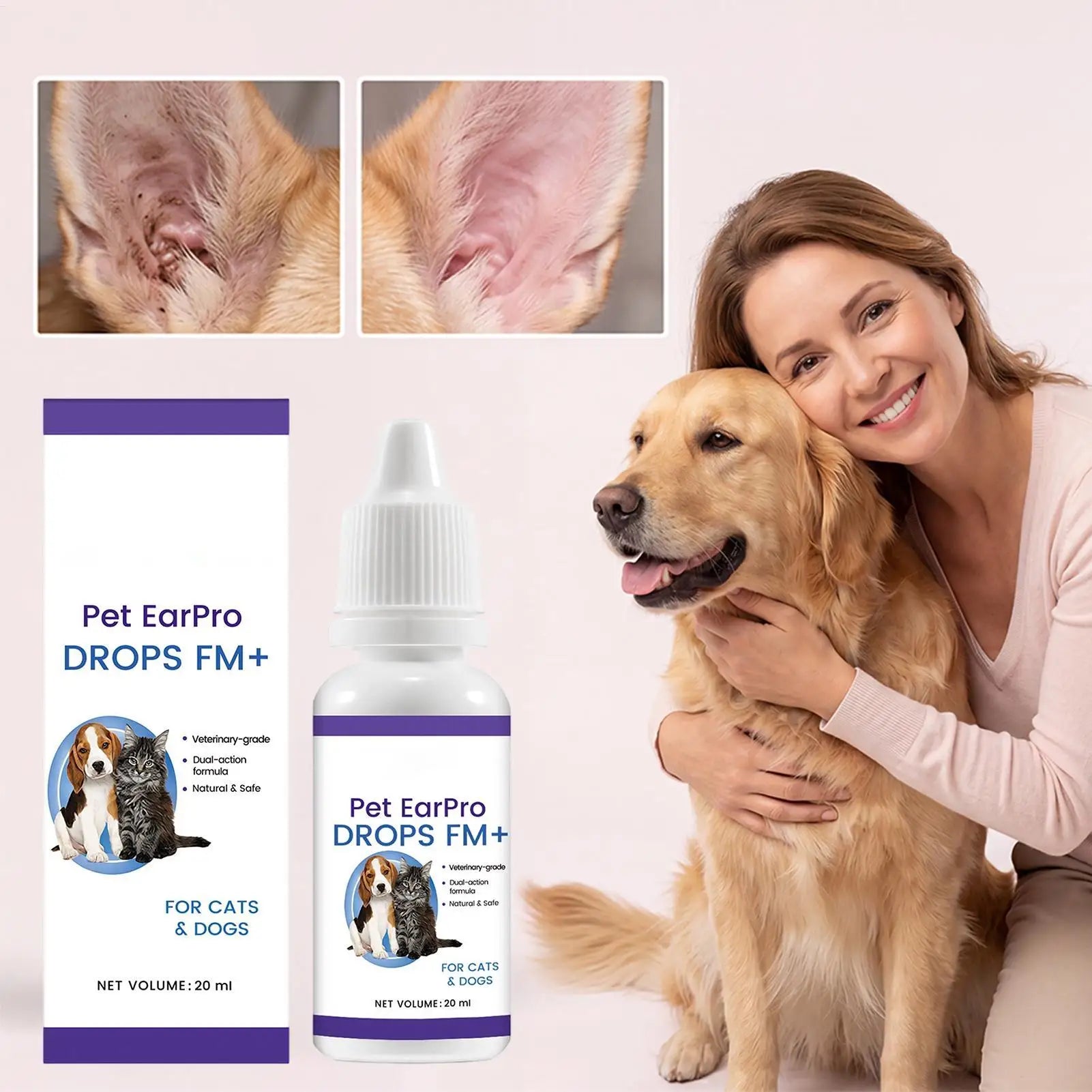 Ear Drops Dogs Cats Fast Soothing Odor Removal Itch Relief Cleaner