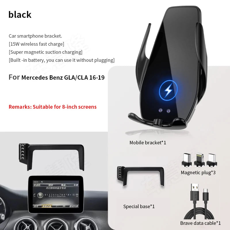 Car Phone Holder For Mercedes Benz GLA CLA 16-19 screen navigation bracket magnetic new energy wireless charging rack Zpaxo For Benz GLA CLA 1