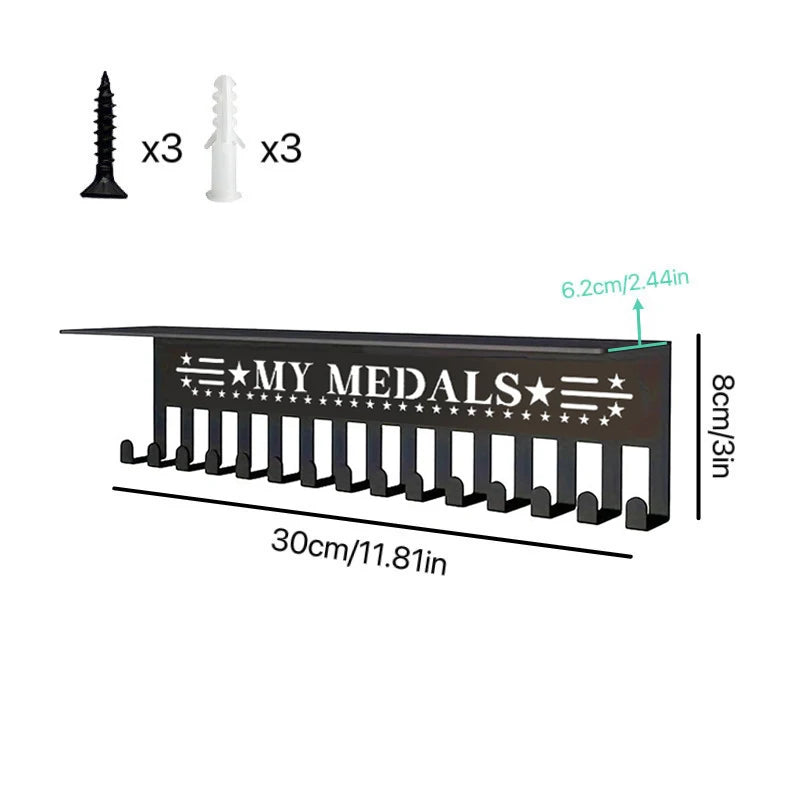 Medal Hanger Display Rack Wall Mount Metal Trophy Ribbons Medals