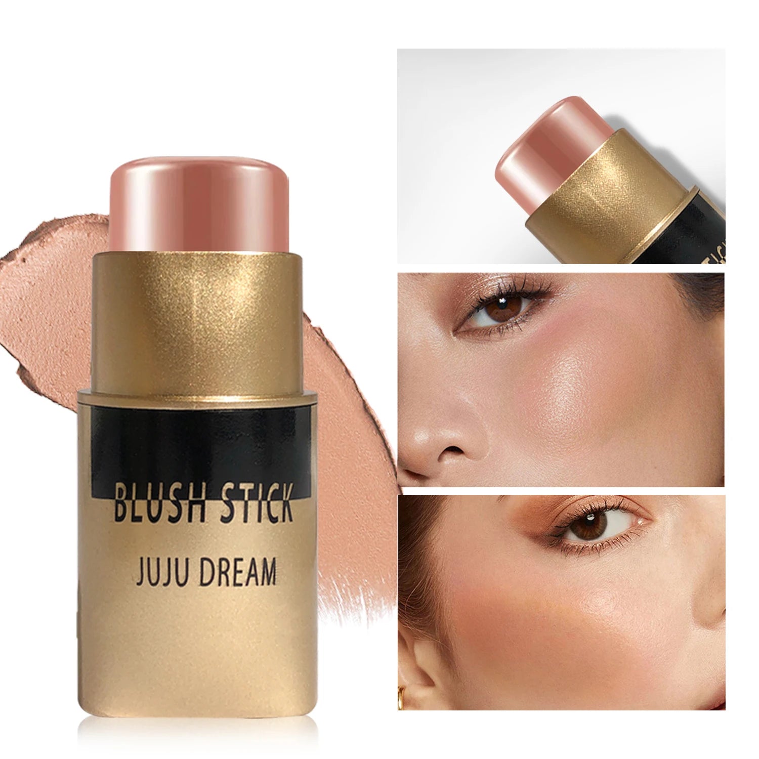 Golden lustrous blush stick with a contour stick, featuring a blend of bronze powder and blush, a facial contour pen Zpaxo