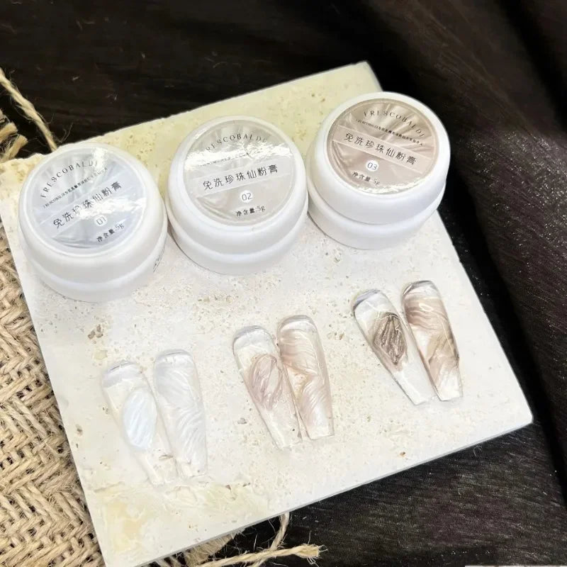 3-Color No-Wipe Pearl Nail Sculpting Gel – 3D Chrome Manicure Nail Sculpting Gel Zpaxo