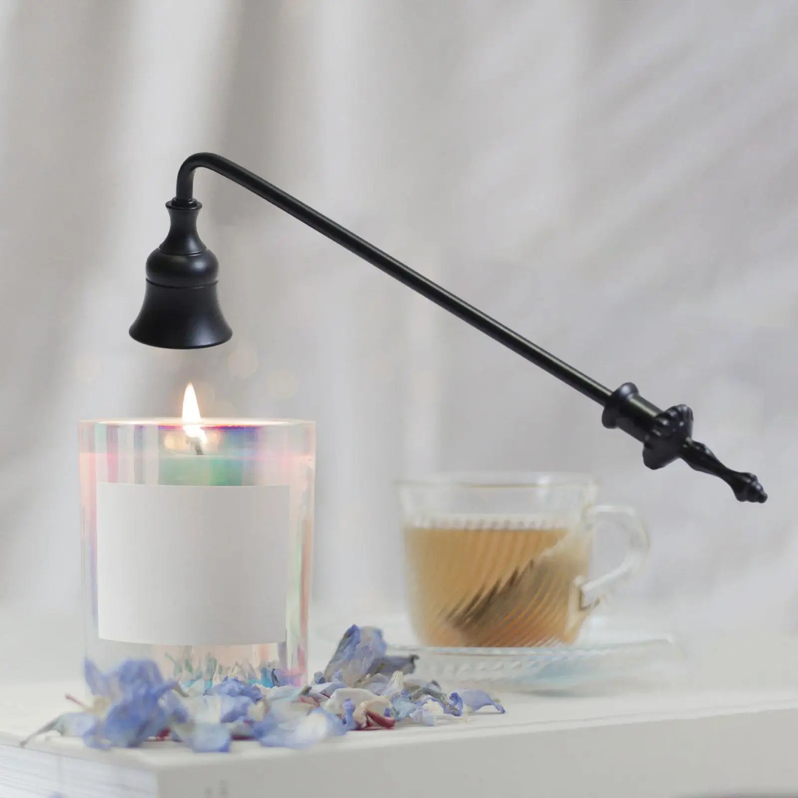 Metal Candle Snuffer – 9-Inch Decorative Wick Extinguisher Candle Snuffer Zpaxo black