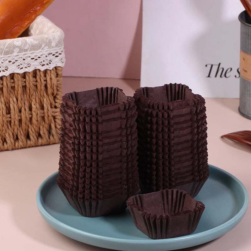 Square Cupcake Liners Muffin Baking Cups Pan Paper Oven Microwave Zpaxo Brown