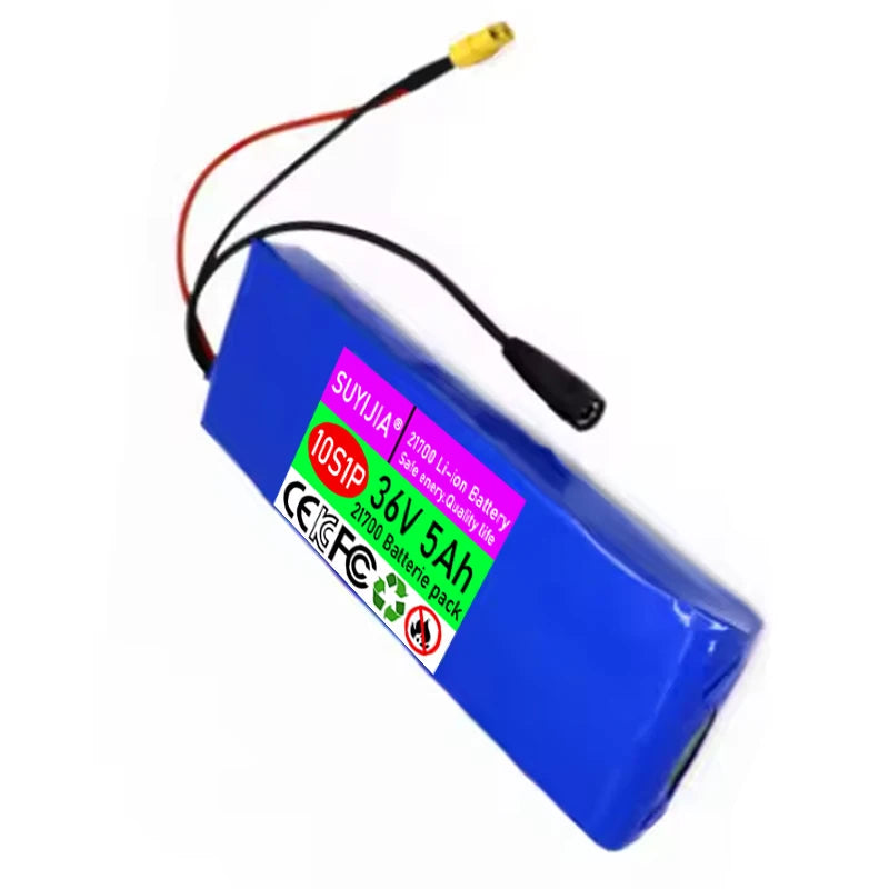 New 21700 Li-ion Battery Pack 36V 5Ah 10S1P Rechargeable Lithium-ion Battery Built-in 20A BMS for 250W-500W Electric Scooter Zpaxo