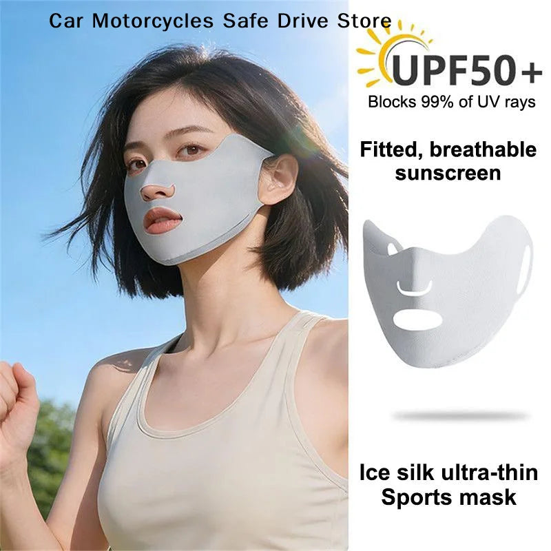Cooling Mask Women Ice Silk Driving Summer Face Cover Lightweight