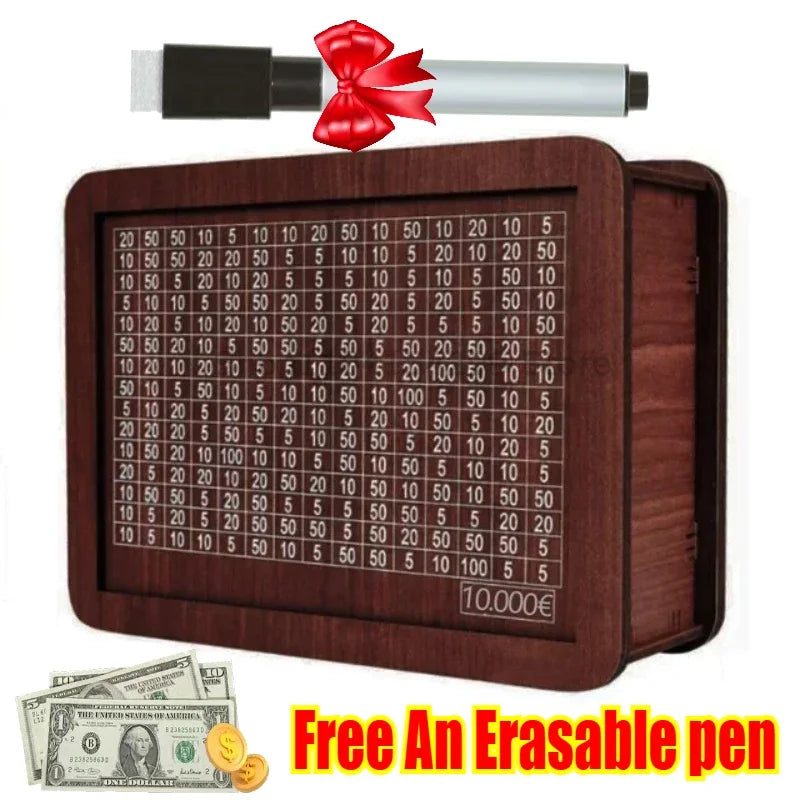 New Wooden Money Box Handmade Reusable Money Saving Box with Saving Money Goals Counter Crafts Piggy Bank Children Zpaxo EUR 10000