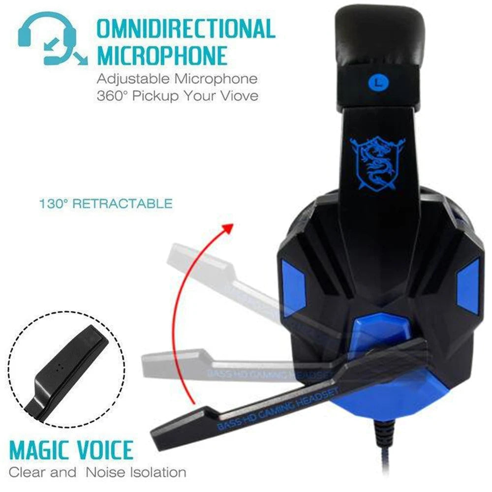 Wired Gaming Headsets 120 Adjustable Noise Cancelling Microphone Bass