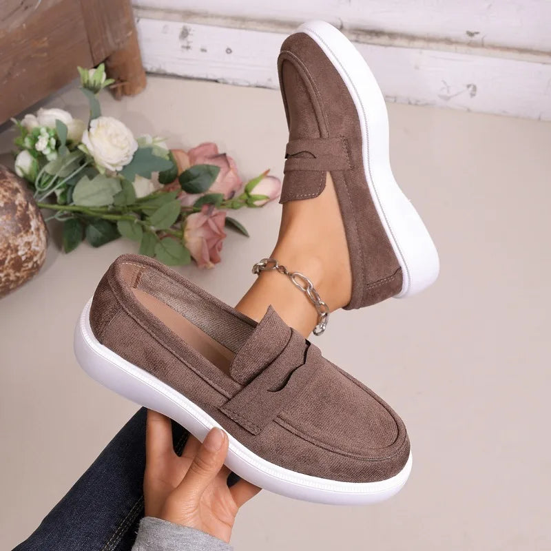 2026 Women's Sneakers Spring Slip Thick Soled Comfort Shoes Suede Zpaxo