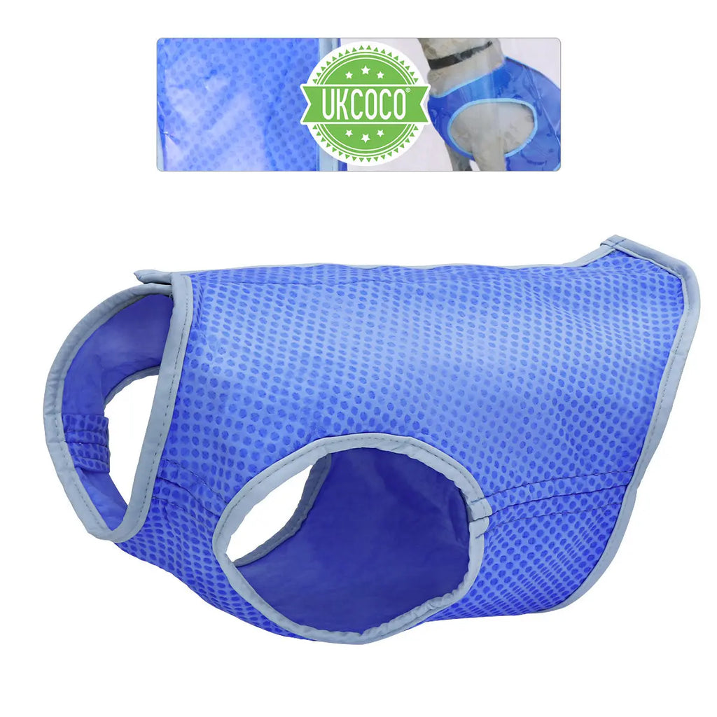 Pet Cooling Dog Vest Ice Mesh Tape S Blue Breathable Lightweight