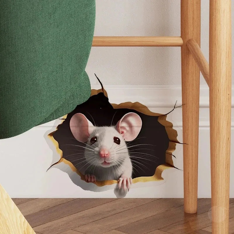 3D Personalised Mouse Sticker Reading Theme White Flower Adorable