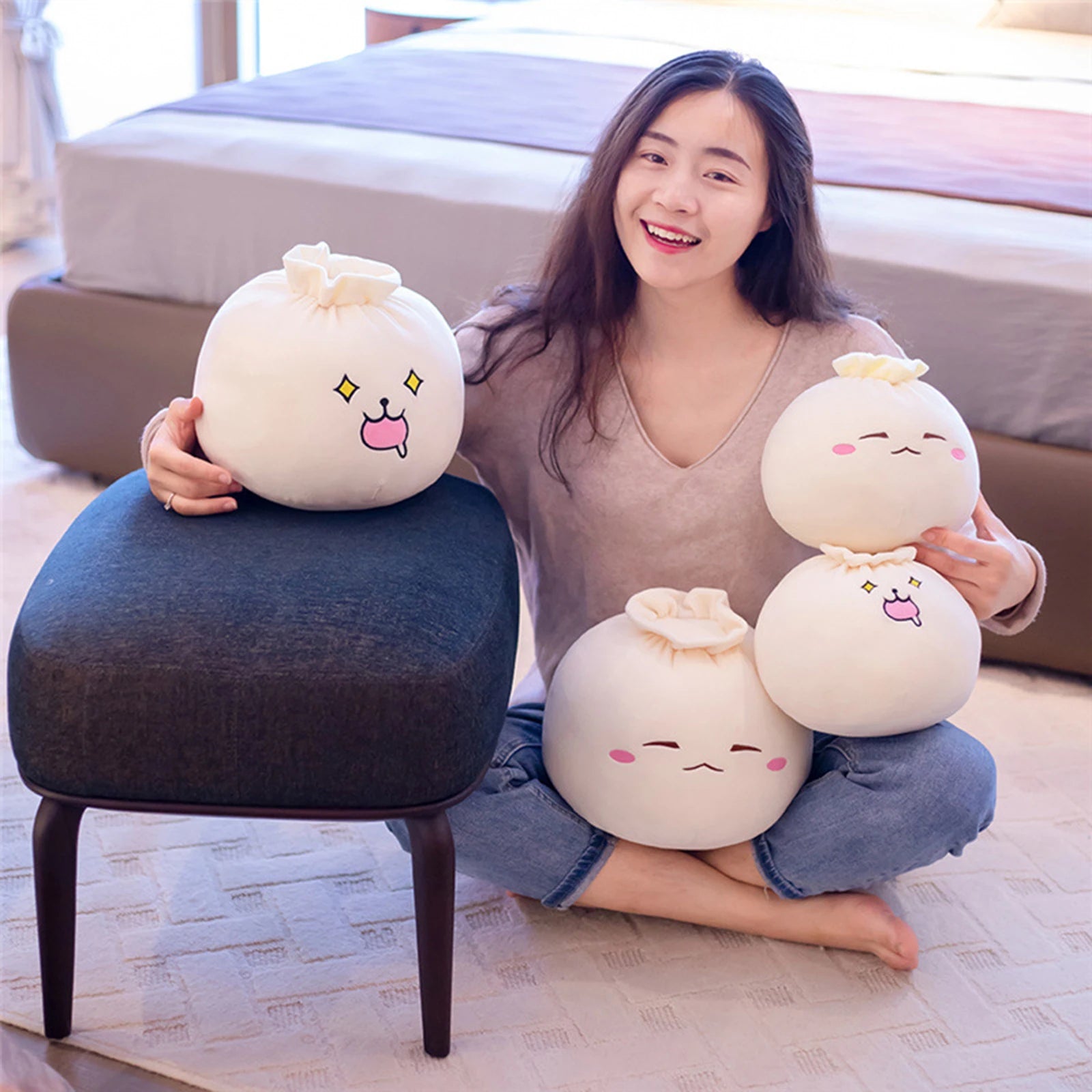 Stuffed Plush Cartoon Dumpling Pillow Car Room Office Toy Sofa Soft Zpaxo