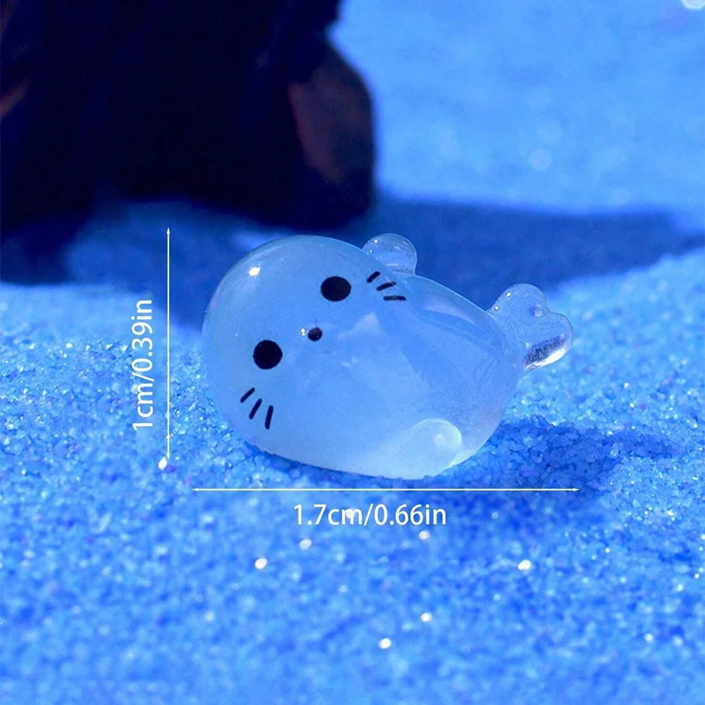 4/12/20Pcs Glow in The Dark Seal Resin Figurines Mini Luminous Seal Ocean Animal Miniature Ornaments Garden Aquarium Home Decor Zpaxo