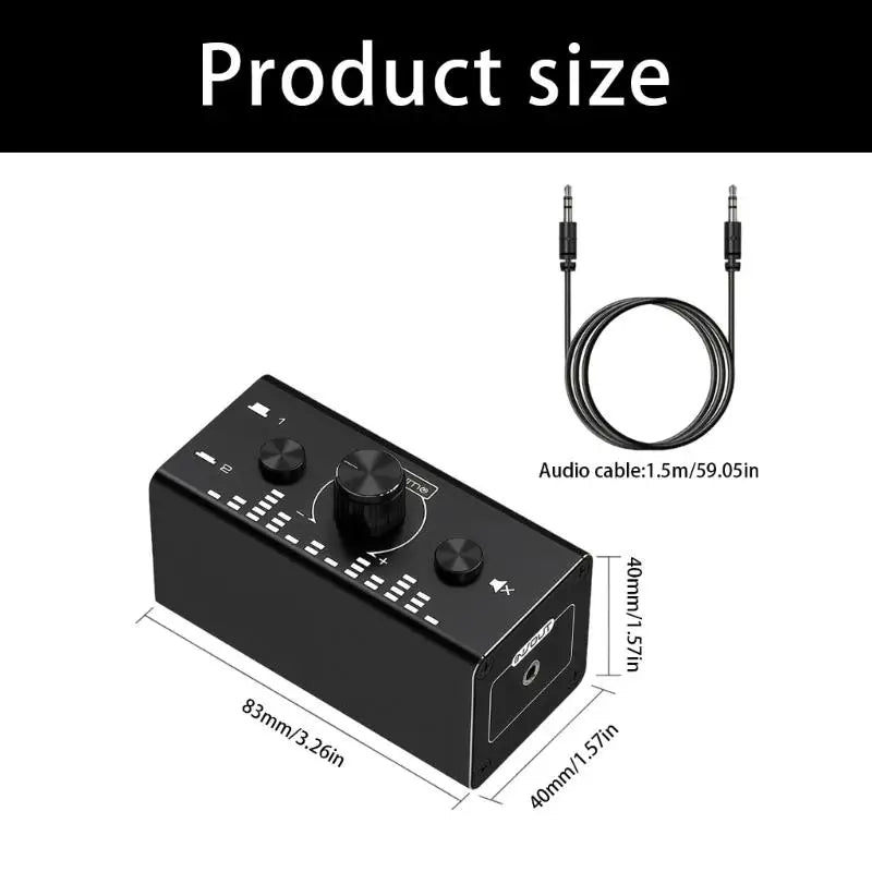 652F Portable Bidirectional Stereo Sound Selectors Box Volumes Dials Zpaxo