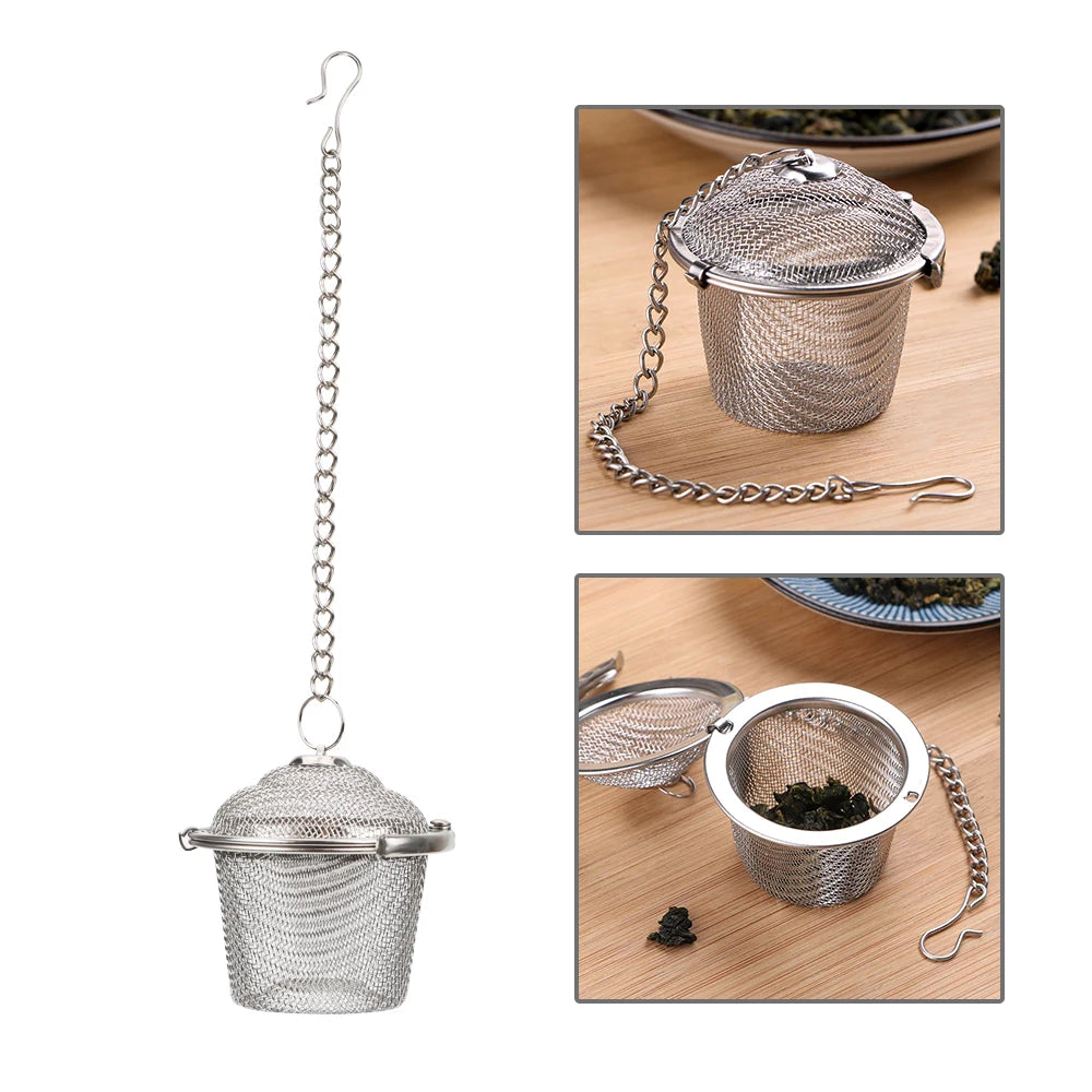 Seasoning Ball Teakettle Locking Tea Filter Reusable Diameter Mesh