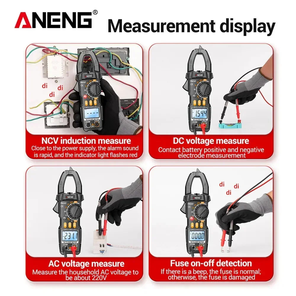 ANENG PN107 Aoto Digital Clamp Meter True RMS 4000 Count Electrical