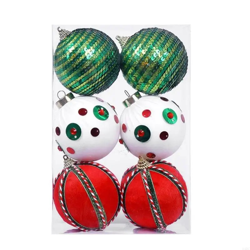 1 Box Festival Plush Sphere Decorations Colorful Dots Christmas Tree Zpaxo Red green and white China Mainland