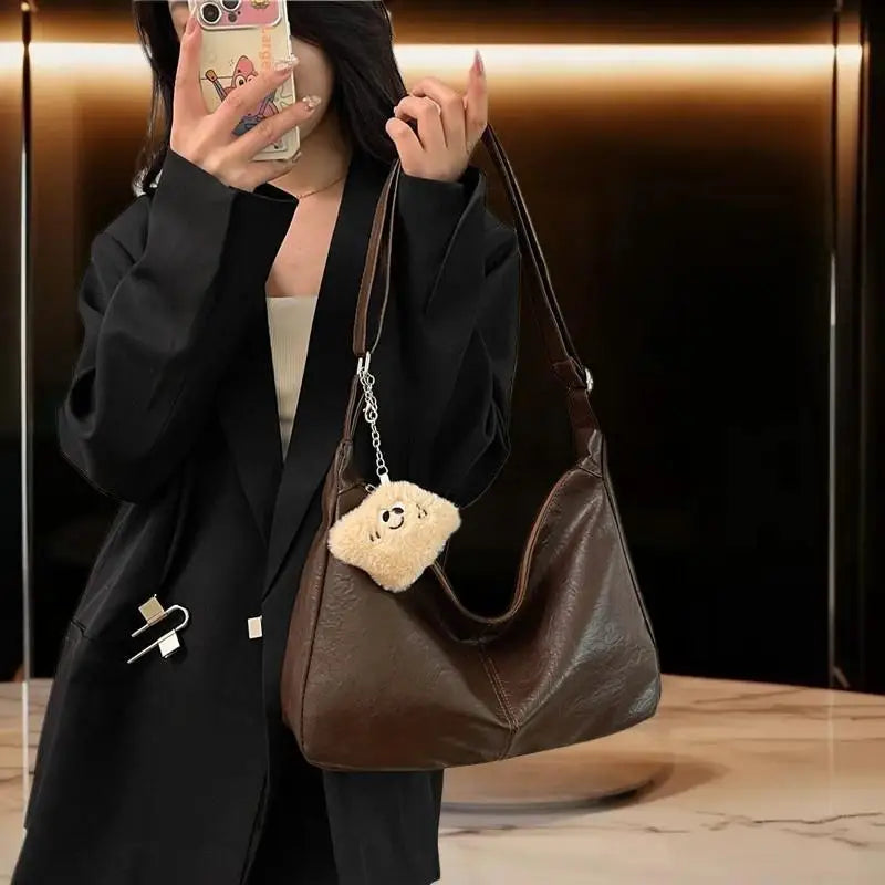 Retro PU Leather Tote Women Versatile Large Underarm Shoulder Bag Zpaxo