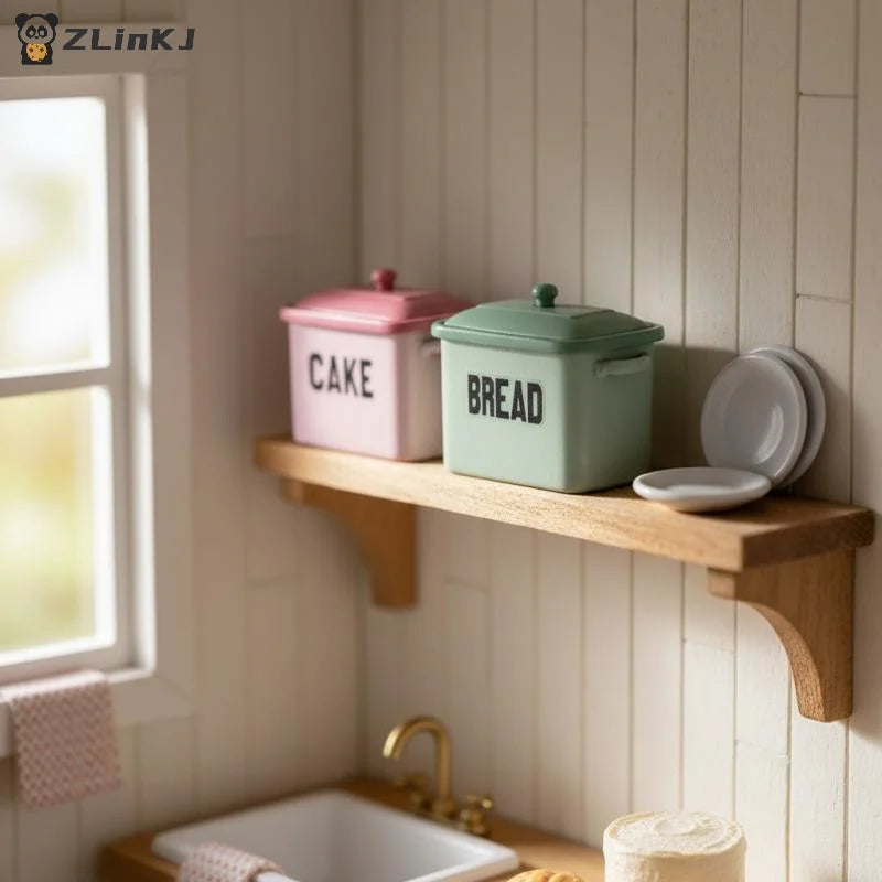 Dollhouse Mini Cake Bread Storage Box Model Simulation Kitchen Decor Zpaxo