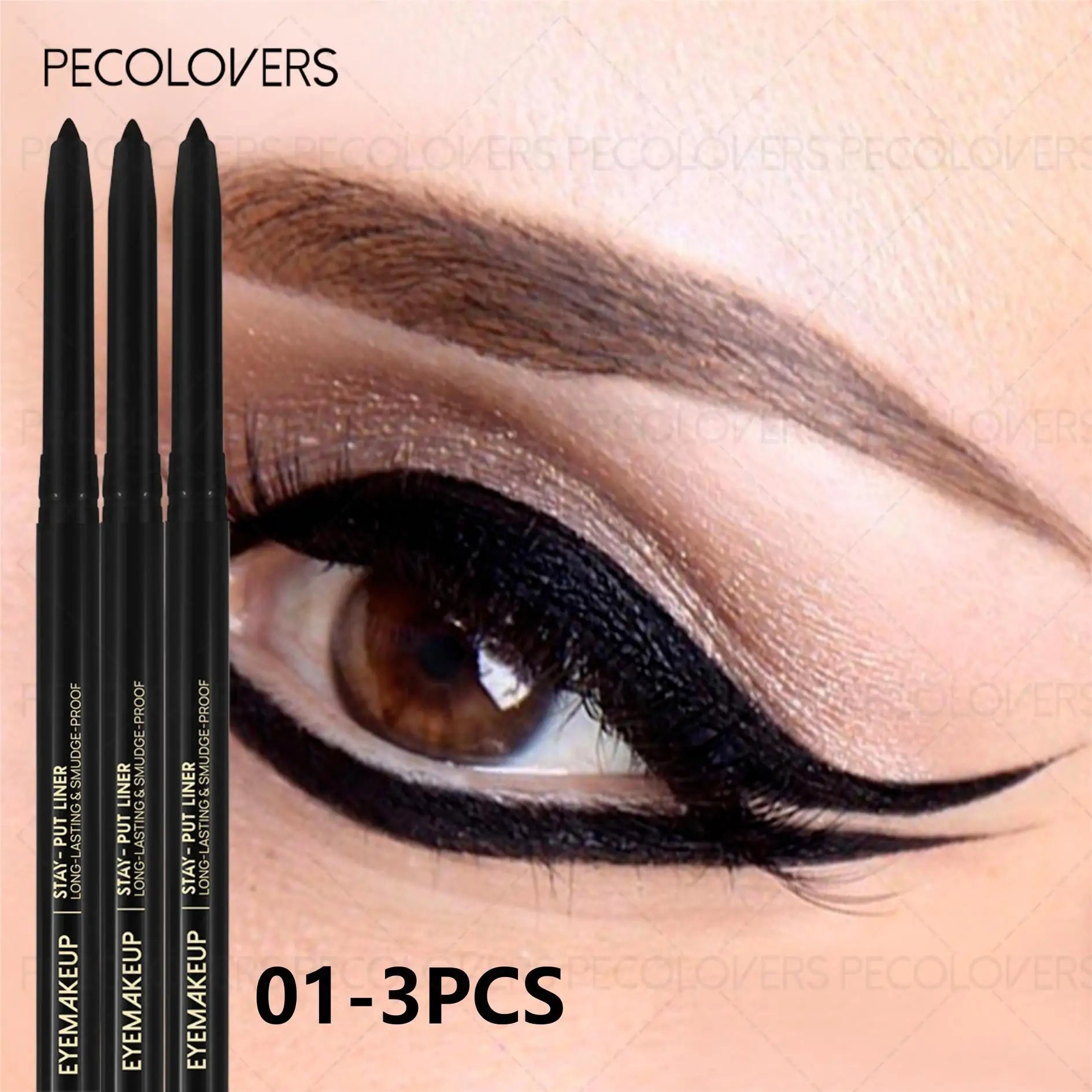 3pcs Black Eyeliner Pencils,Waterproof, Sweatproof ,Black Eyeliner,Suitable For Beginners, Perfect Gift Zpaxo 01