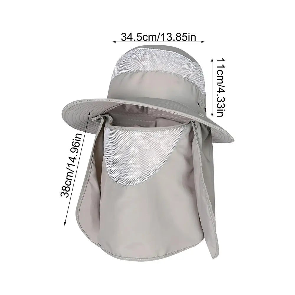 UPF 50+ Fishing Sun Hat – Face & Neck Flap UV Protection UV Protection Bucket Hat Zpaxo Light Gray
