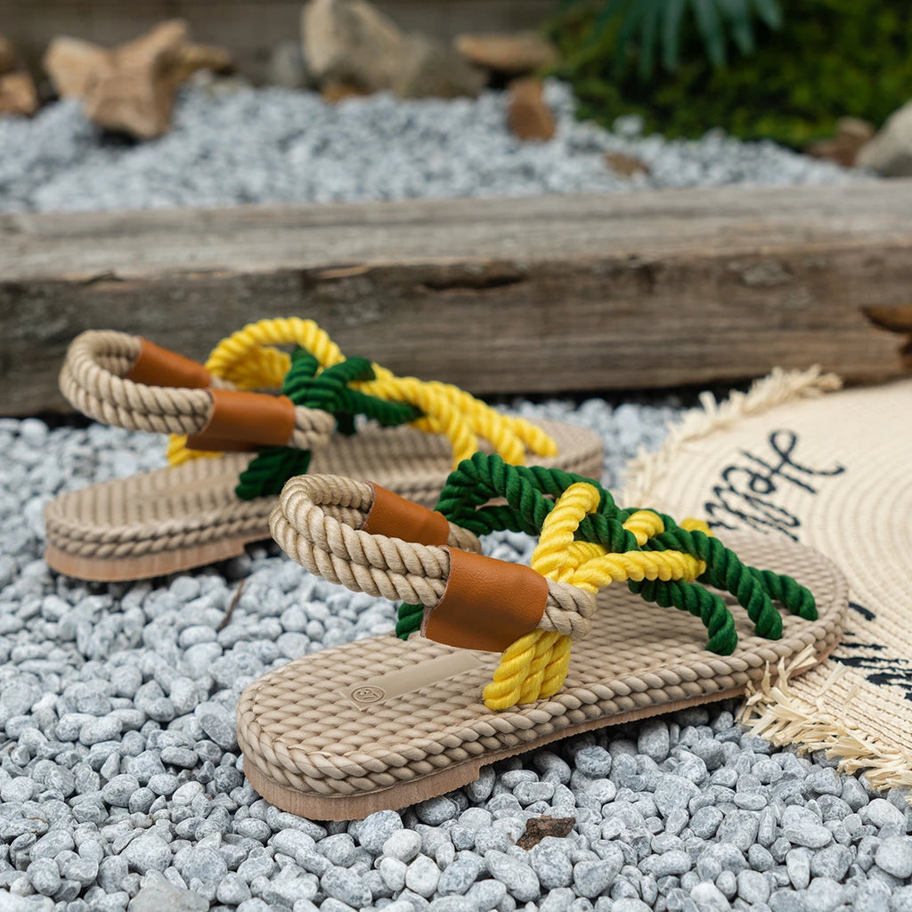 Designer Women Roman Beach Sandals 2026 New Summer Shoes Handmade Braided Rope Flats Shoes Women Versatile Outdoor Sandals Women Zpaxo