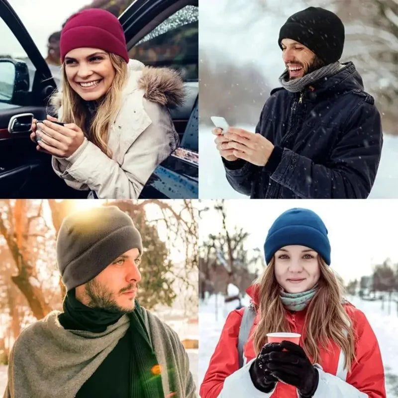 Polar Fleece Beanie – Windproof Winter Hat for Ski & Cycling