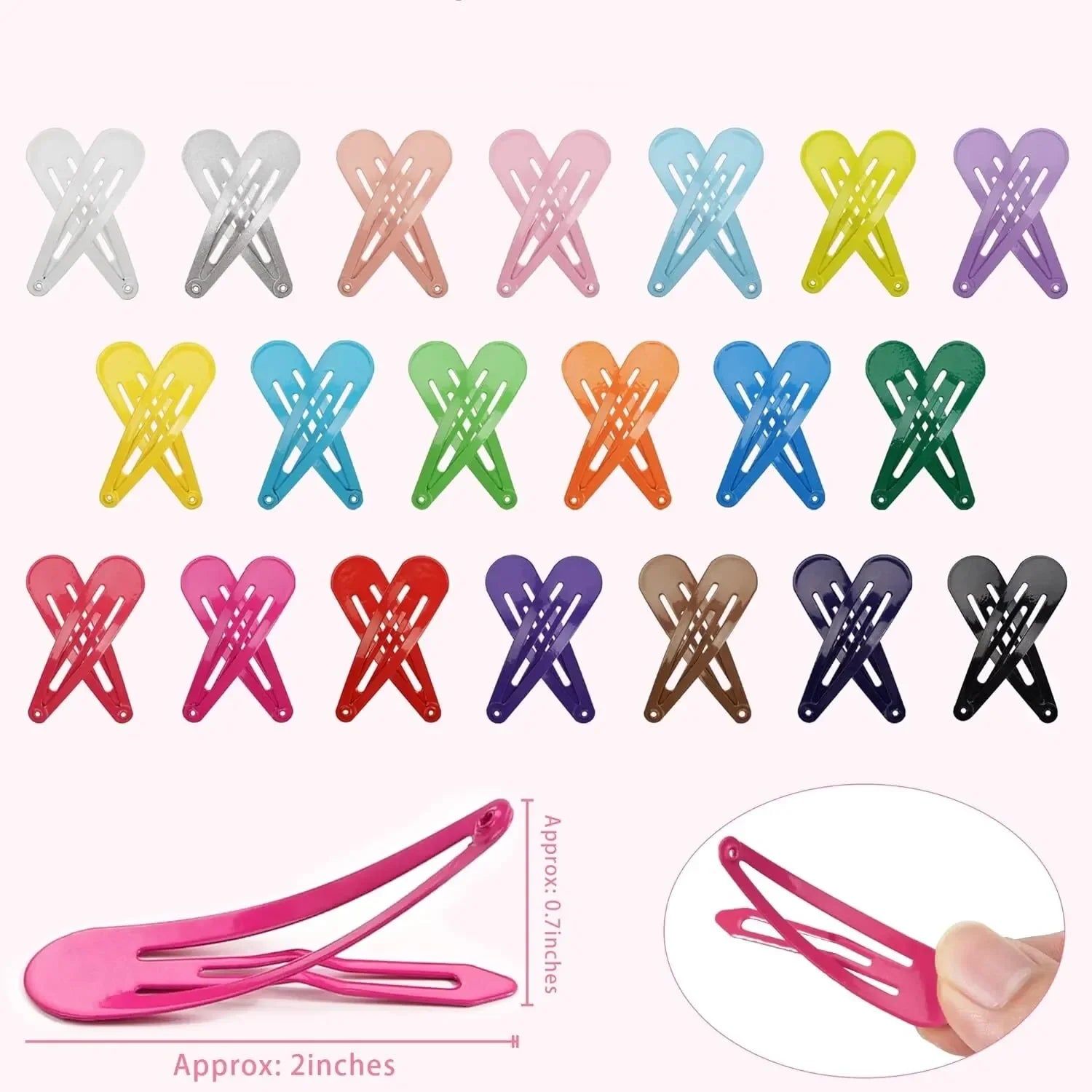 50-Pack Snap Hair Clips – No-Slip Alloy Grip, Pastel & Candy Colors