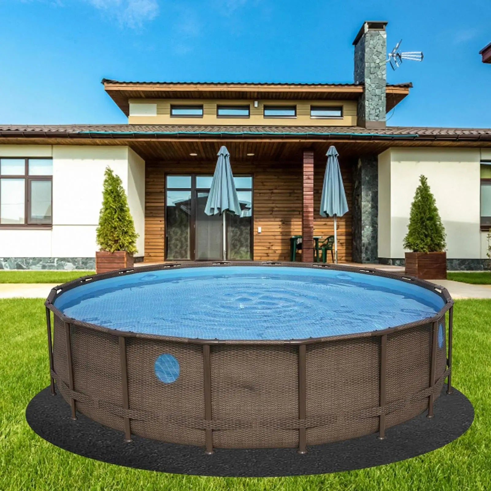 Heavy Duty Inflatable Pool Liner Round Ground Mat Puncture Protection