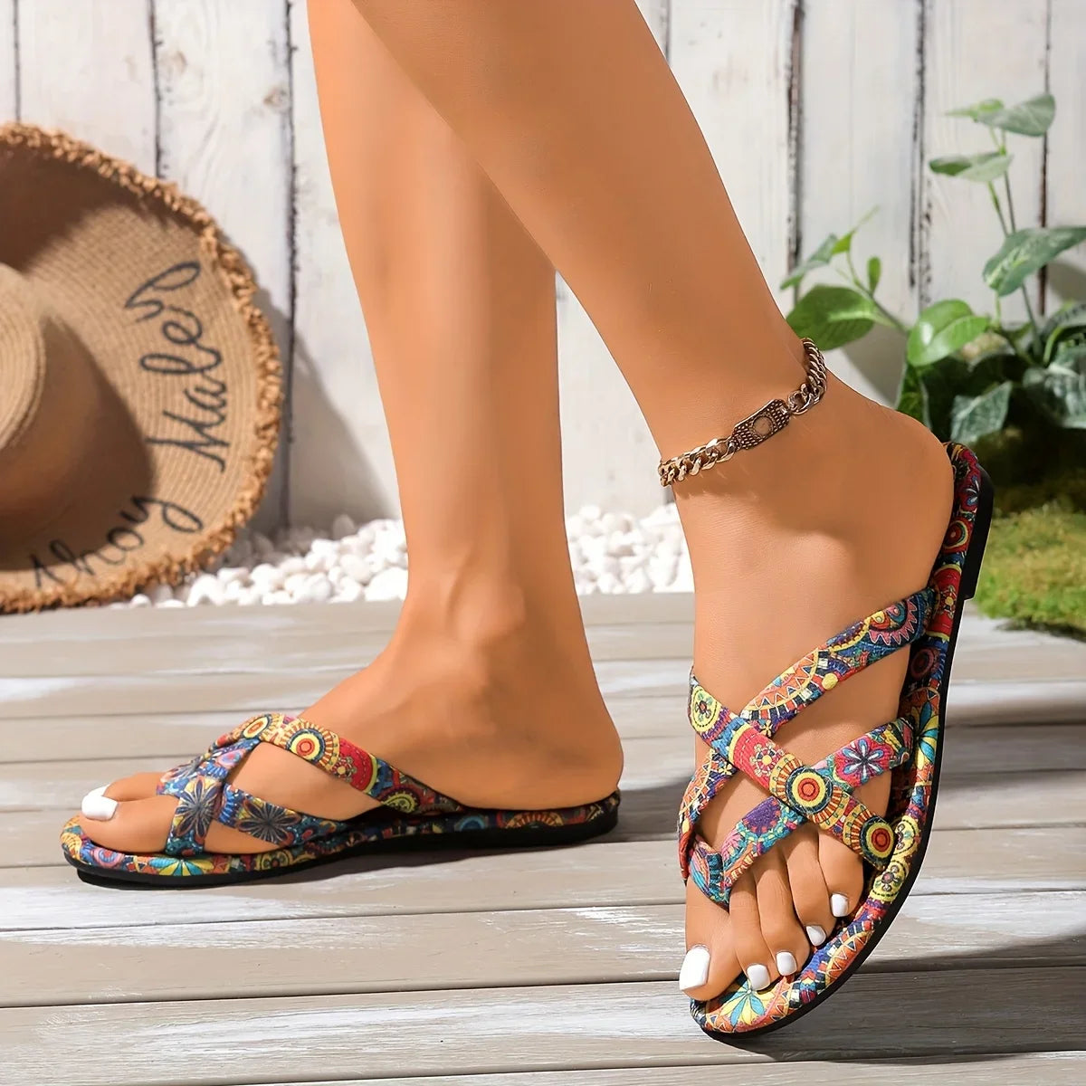 Women Slippers Big Beach Comfortable Open Toe Sandals Summer Fashion Zpaxo
