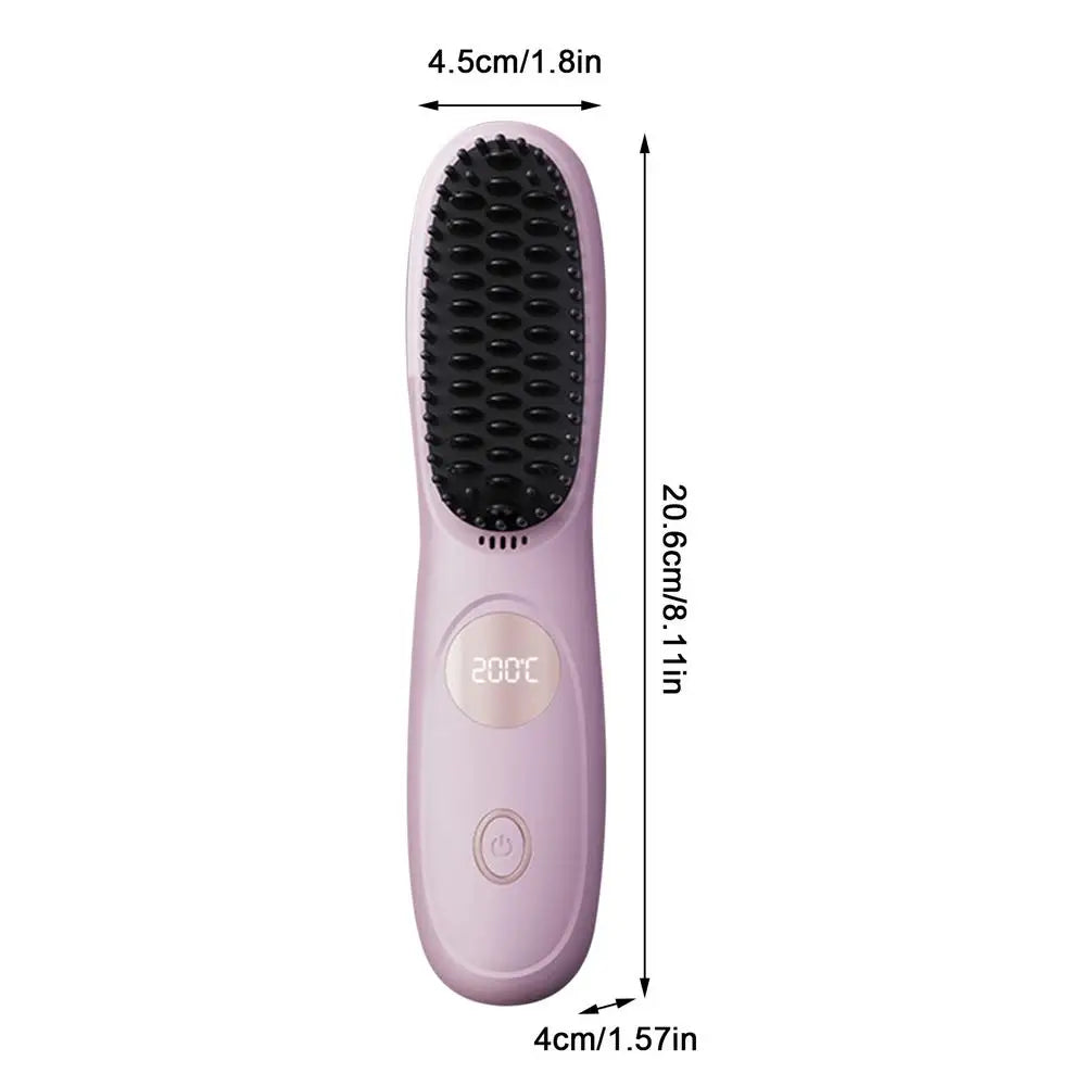 Cordless USB Rechargeable Ceramic Hair Straightener Comb | Travel Hair Straightener Comb Zpaxo CN Pink