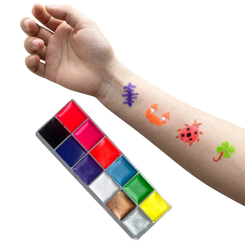 12-color UV Luminous Face Body Painting Palette Brush Glow Neon Paint Zpaxo