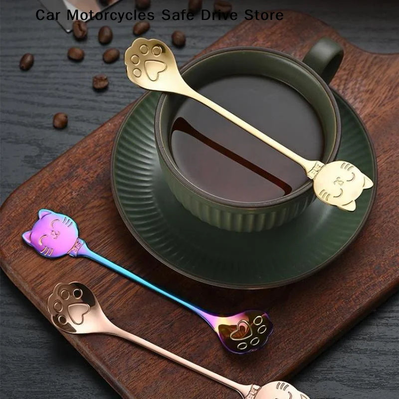 Cute Cat Paw Teaspoon 304 Stainless Steel Coffee Spoon Ice Cream
