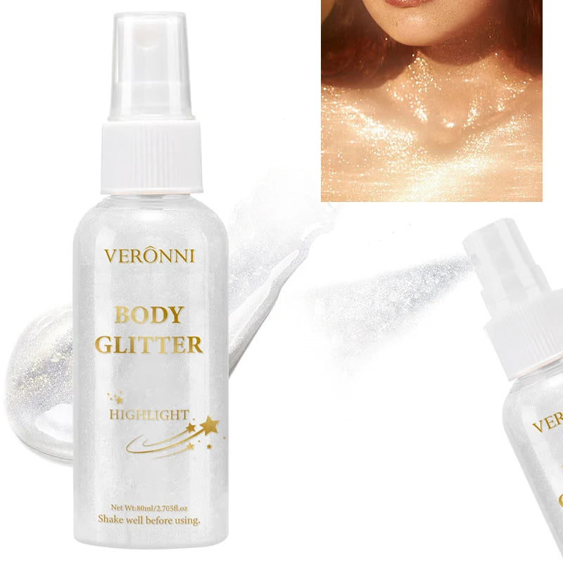 Glitter Hair Shimmer Spray,Multi-Purpose Body & Face Fine Mist Body Glow Body Highlighter Flakes Face,Body Hair Spray Makeup Zpaxo 01