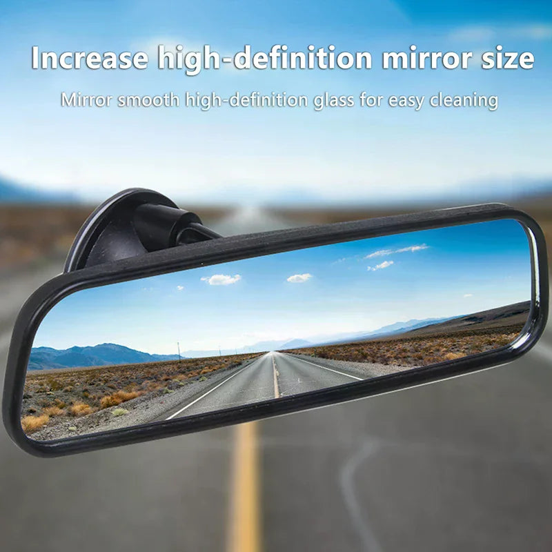 20CM Wide Flat Interior Rear View Mirror | 360° Suction Mount