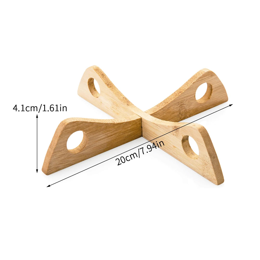 1 PC Bamboo Cross Pot Stand Trivet Pan Rack Heat Insulation Anti-Heat Wooden Cup Dish Holder Kitchen Gadget Zpaxo 1PC as pictures shown