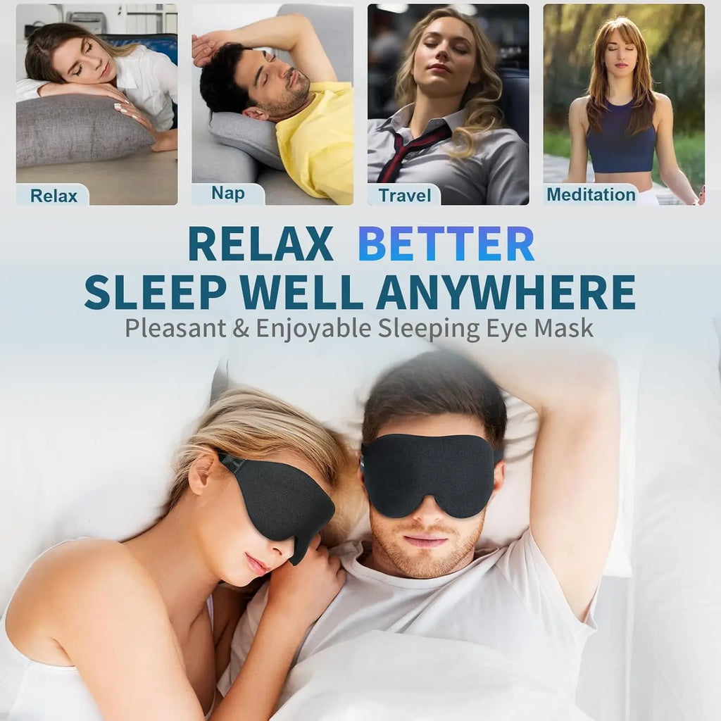 3D Contoured Sleep Mask & Earplugs – Light Blocking Travel Set
