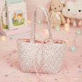 Floral Quilted Cotton Shoulder Bag Fashion Tote Bag with Bow Underarm Bag for Women Work Shopping Travel Zpaxo Pink