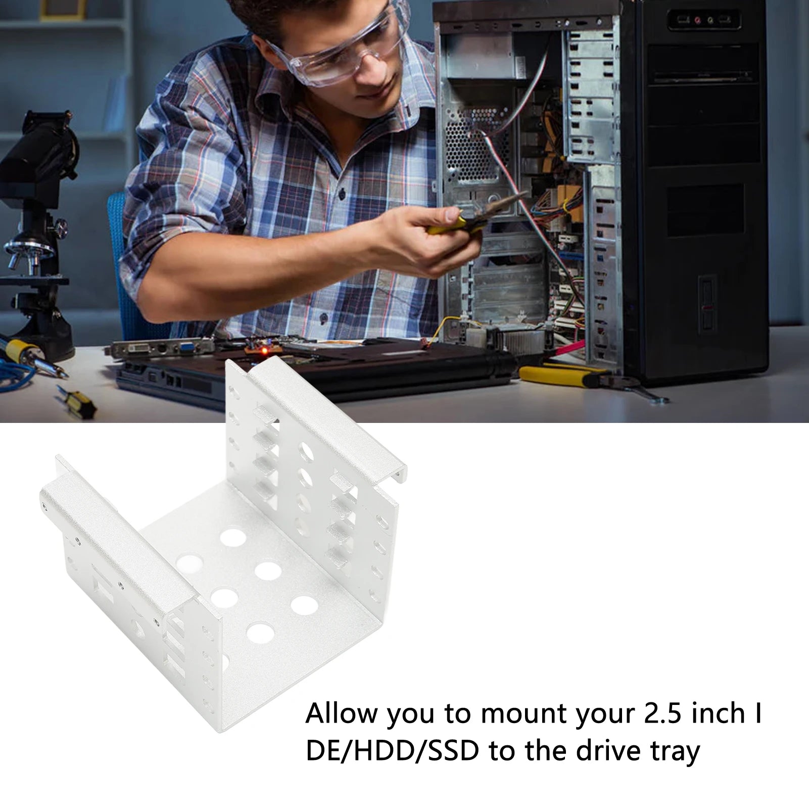 2.5in HDD Mounting Rack HDD Mounting Bracket Kit 2.5in Hard Drive Cage Hollow Design for 2.5in IDE HDD SSD Not Inclube Hard Disk Zpaxo