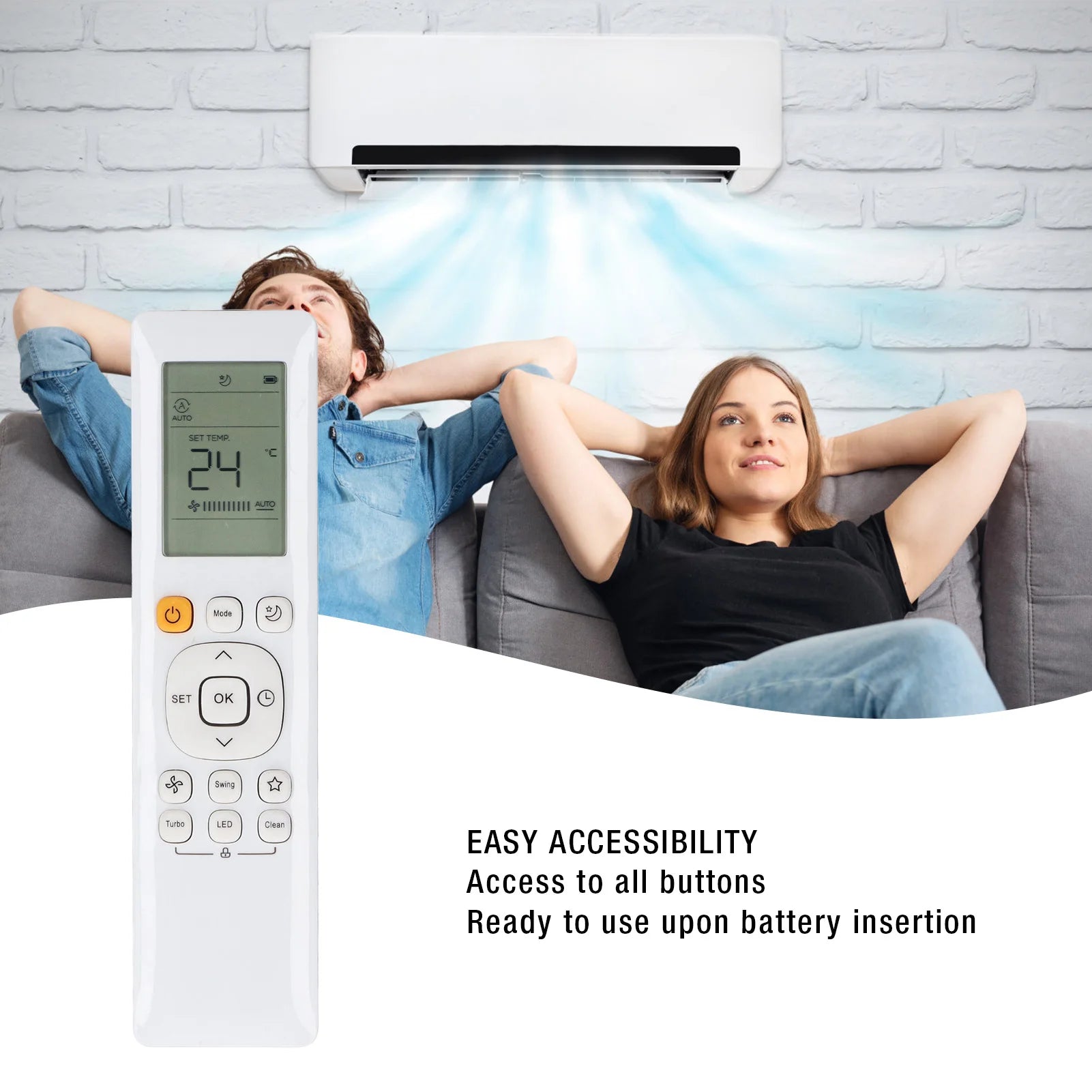 Remote Control for Air Conditioner Comfortable Grip Convenient Switch Easy to Use Replacement Remote Control for Air Conditioner Zpaxo