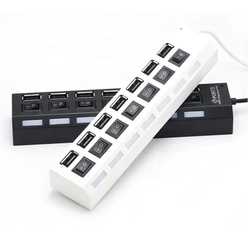 USB Hub 7 Port Multi Splitter Power Adapter Multiple Expander Off Zpaxo