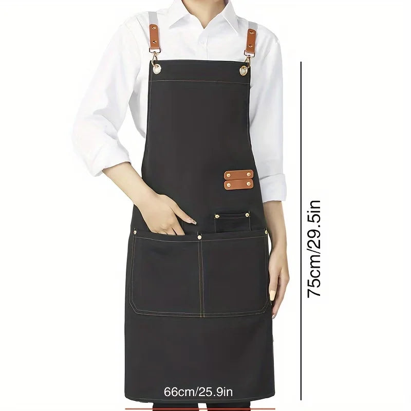 Multi-pocket Apron Adjustable Strap Design Perfect Coffee Bars Zpaxo