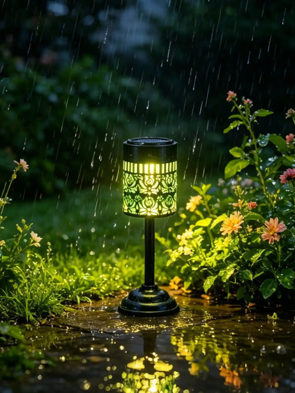 This Solar-powered Peony Projection Light IP65 Waterproof LED Outdoor
