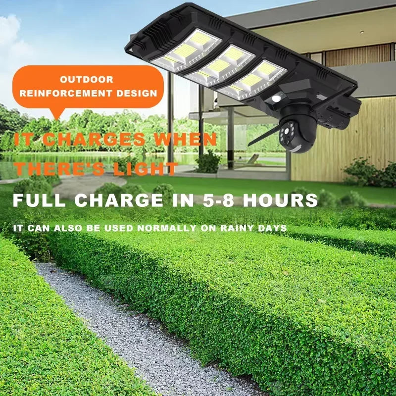 Solar Powered Security Street Light Wifi Camera Voice Warn 4MP V380 Zpaxo