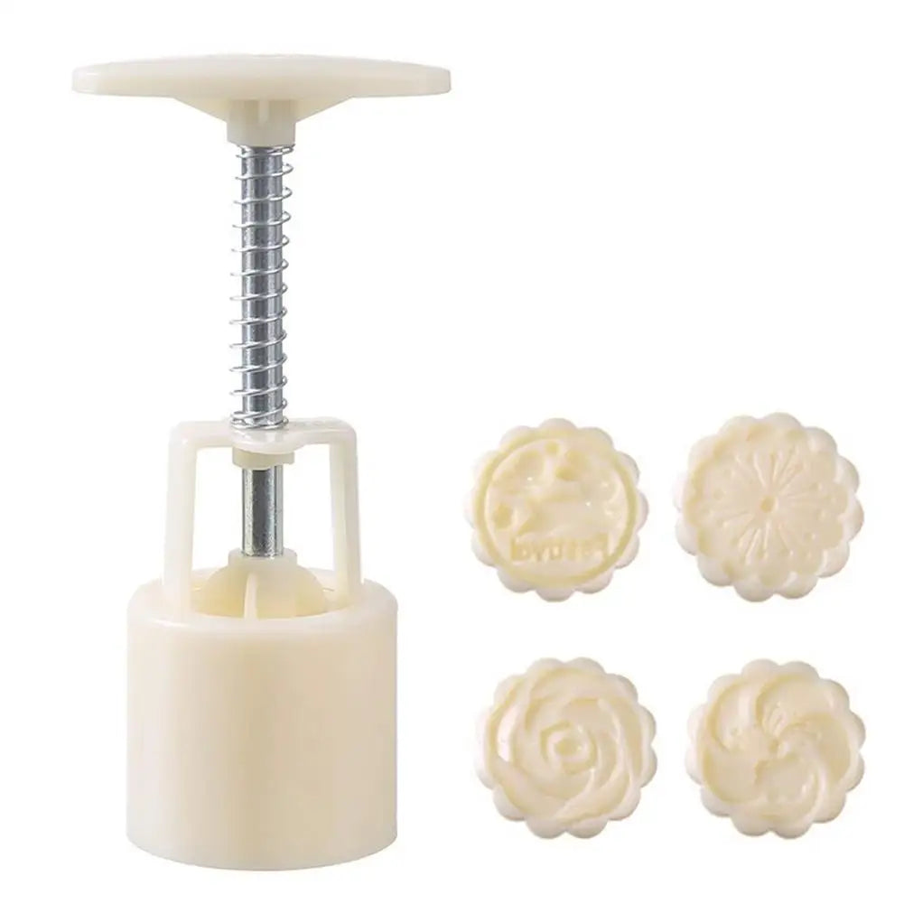 Mooncake Mold Set | Hand-Press DIY Moon Cake Stamp Moulds Mooncake Mold Set Zpaxo 4pcs