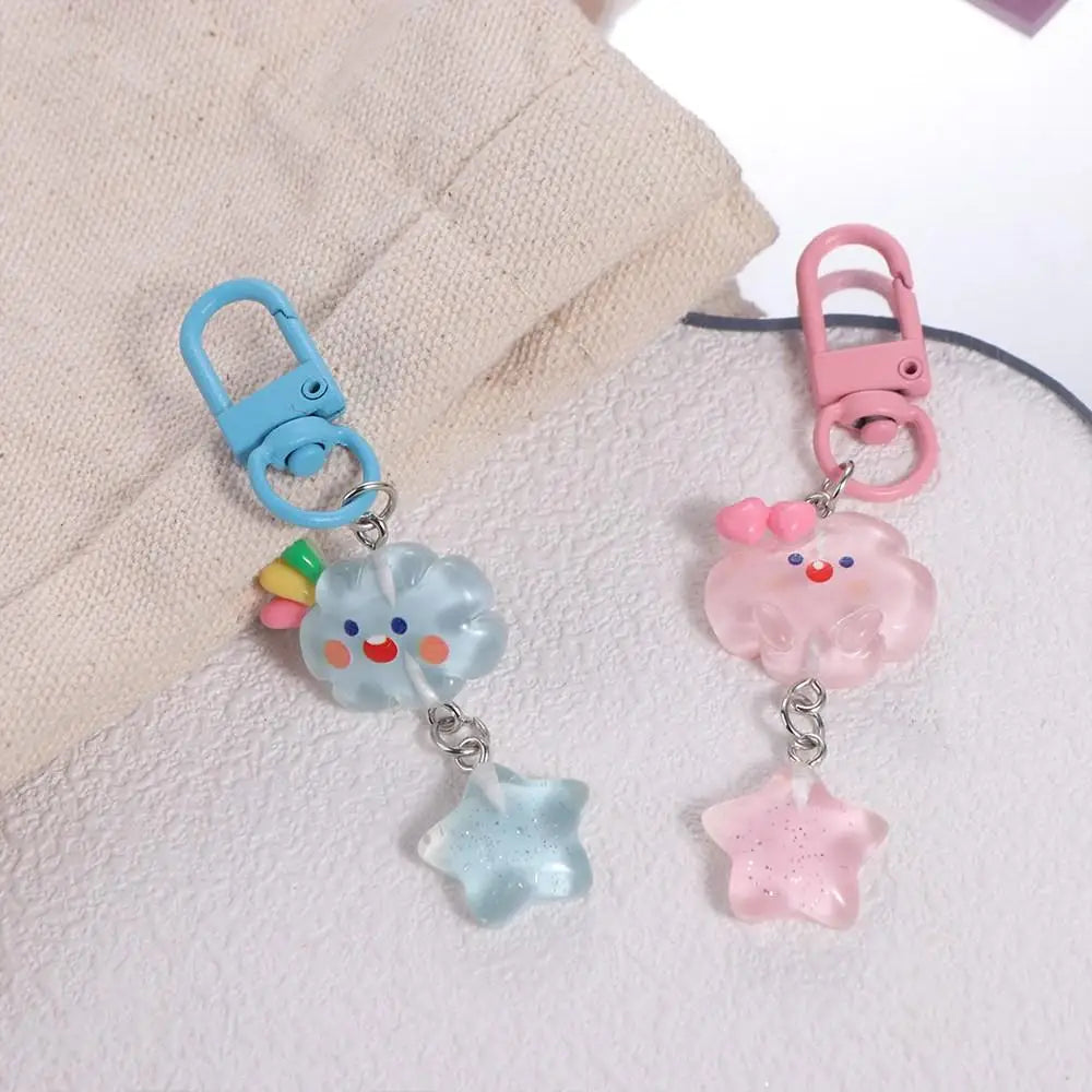 Cute Star Starry Clouds Keychain Korean Style Fine Flicker Key Ring Resin Student Zpaxo