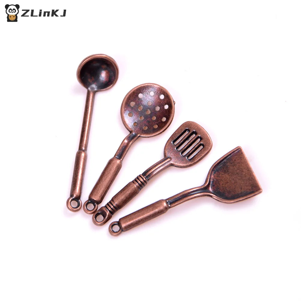 ▶5Pcs 1:12 Doll House Miniature Metal Kitchenware Dollhouse Model Cook Set Zpaxo