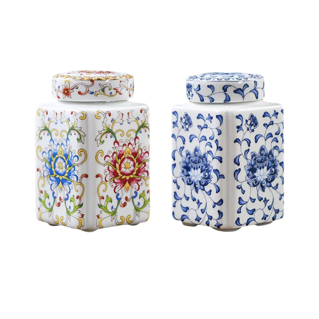 Chinese Porcelain Ginger Jar – Ceramic Temple Vase with Lid Decorative Ceramic Jar Zpaxo